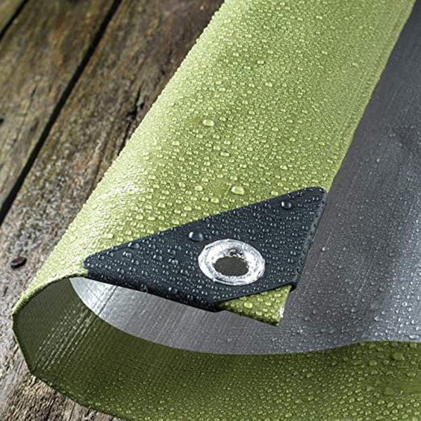 Extra Heavy Duty Green Silver Tarpaulin 270gsm | Waterproof PE Ground Sheet | UK