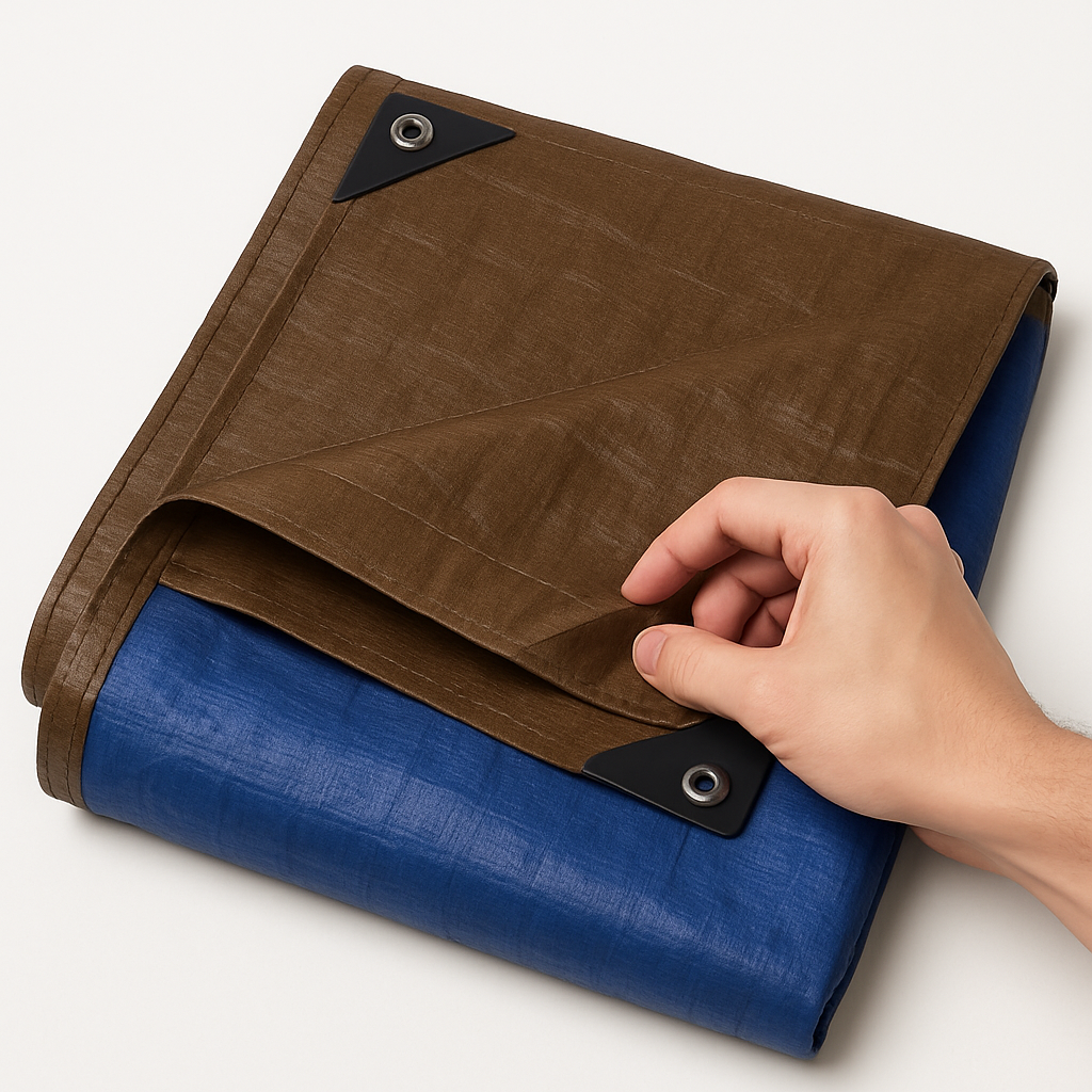 Versatile Waterproof Multipurpose Brown And Blue Heavy Duty 185gsm Tarpaulin