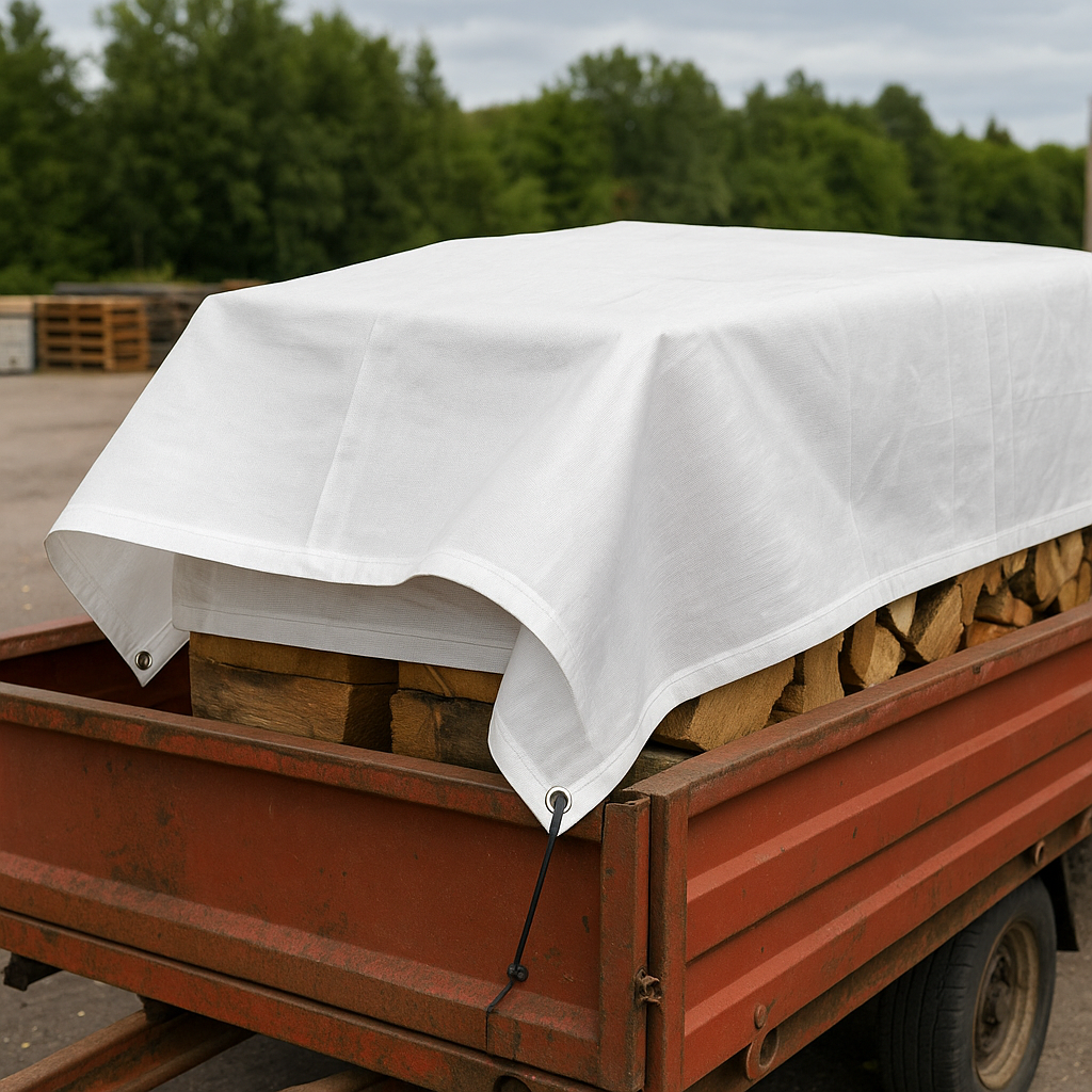 Heavy Duty Reinforced White Waterproof Tarpaulin – UV-Stable All-Weather Cover (105 GSM) | Heavy-Duty Poly Sheet with Metal Eyelets & Reinforced Corners – Industrial, Garden & Construction Use