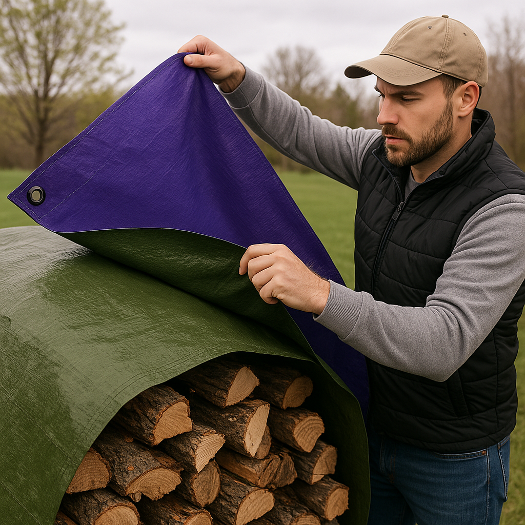 Waterproof Blue/Green Tarpaulin – 110gsm Reinforced Cover for Industrial Use