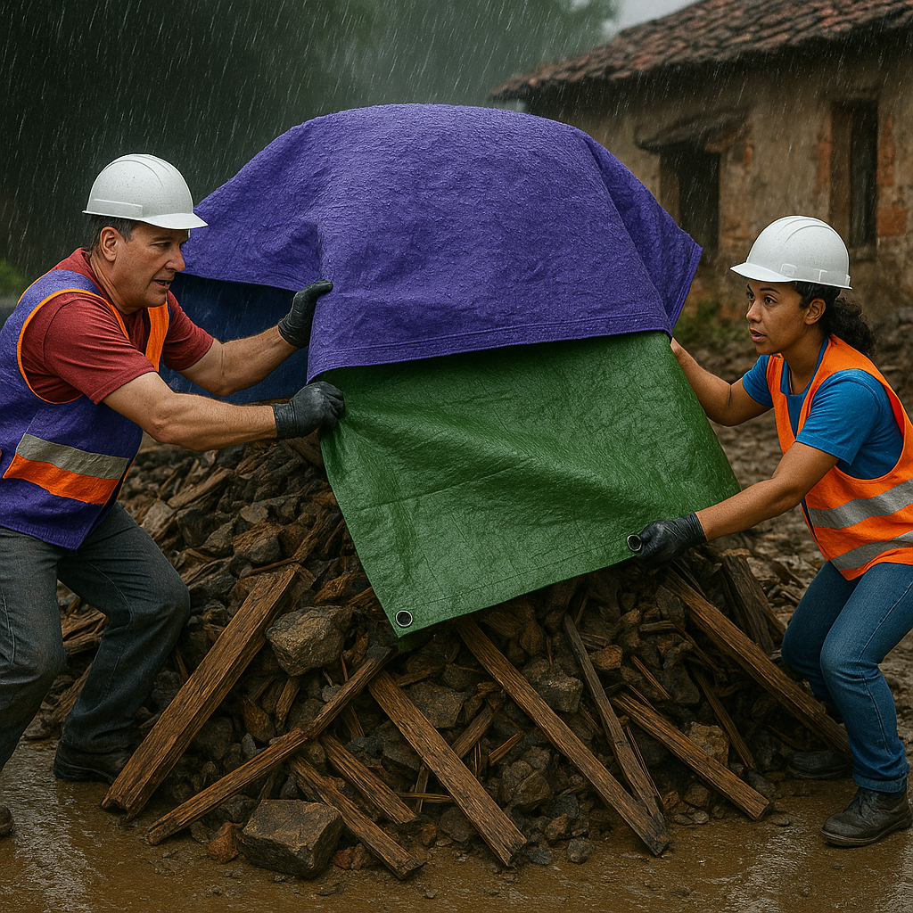 Waterproof Blue/Green Tarpaulin – 110gsm Reinforced Cover for Industrial Use
