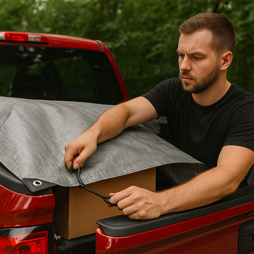 Heavy Duty Silver/Black Tarpaulin 105 GSM – UV Resistant, Reinforced Waterproof Cover for Furniture, Construction, Farm and Vehicle Protection