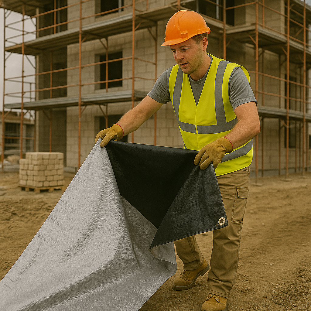 Heavy Duty Silver/Black Tarpaulin 105 GSM – UV Resistant, Reinforced Waterproof Cover for Furniture, Construction, Farm and Vehicle Protection