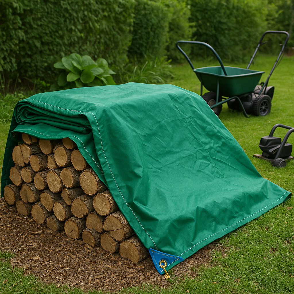 Heavy Duty Green Cotton Canvas Tarpaulin – 14oz Durable Waterproof Tarp for Outdoor Industrial and Equipment Protection