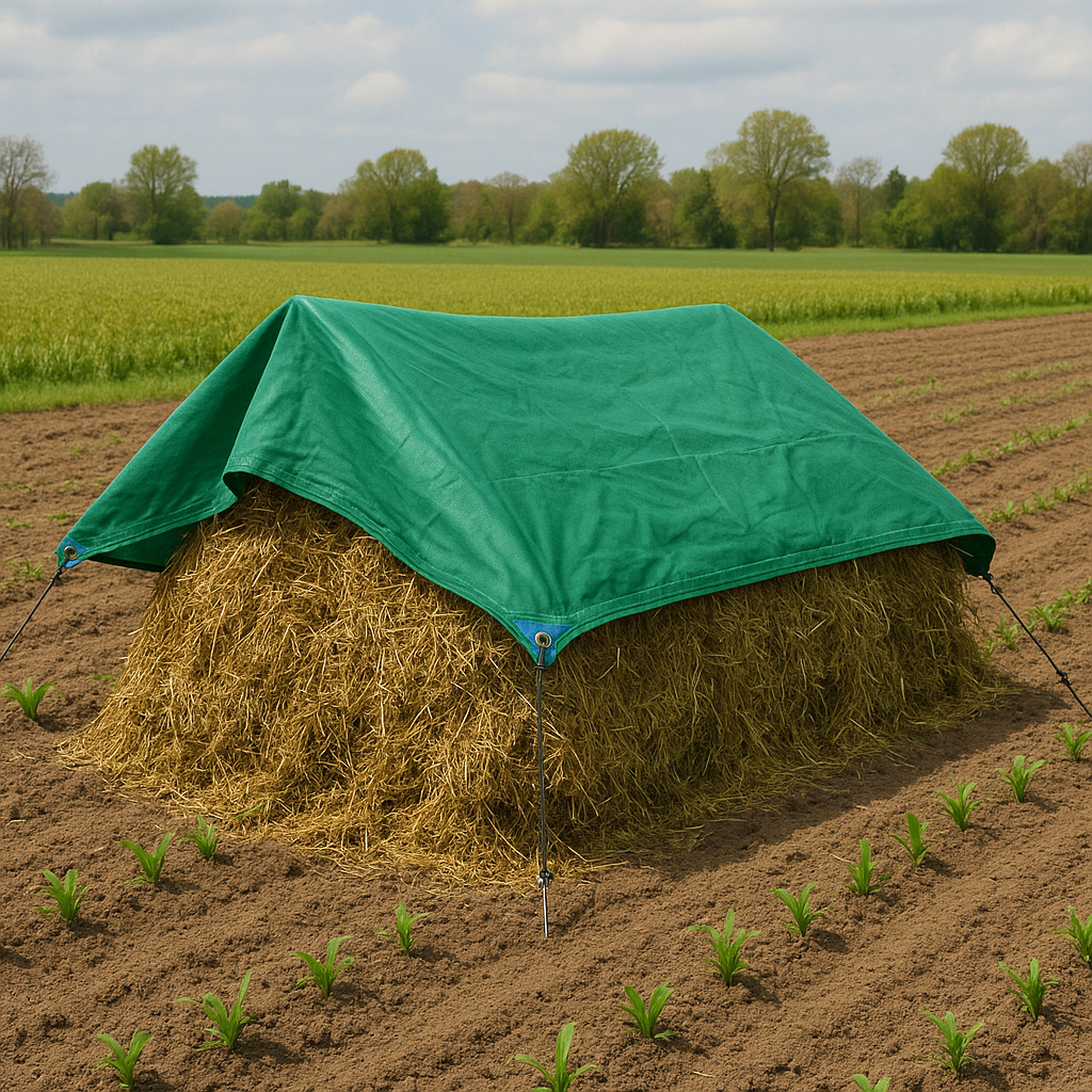 Heavy Duty Green Cotton Canvas Tarpaulin – 14oz Durable Waterproof Tarp for Outdoor Industrial and Equipment Protection