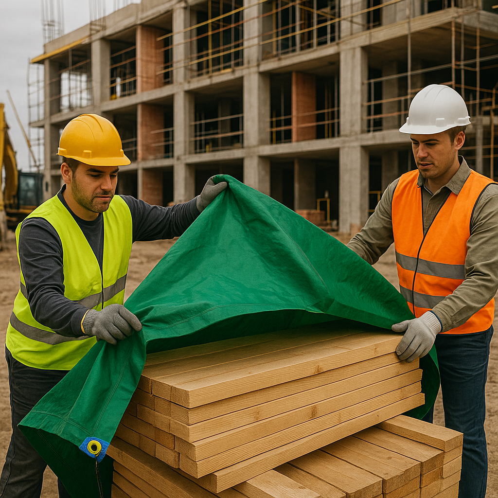 Heavy Duty Green Cotton Canvas Tarpaulin – 14oz Durable Waterproof Tarp for Outdoor Industrial and Equipment Protection