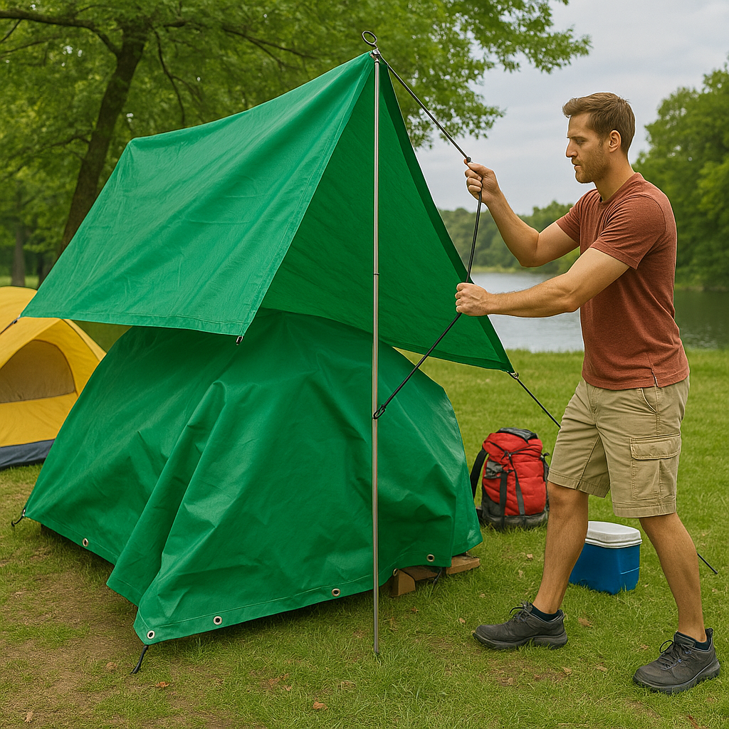 Super Heavy Duty PVC Green Tarpaulin – 570g/m² Ultra Durable Waterproof Tarp for Industrial, Outdoor, and Construction Use