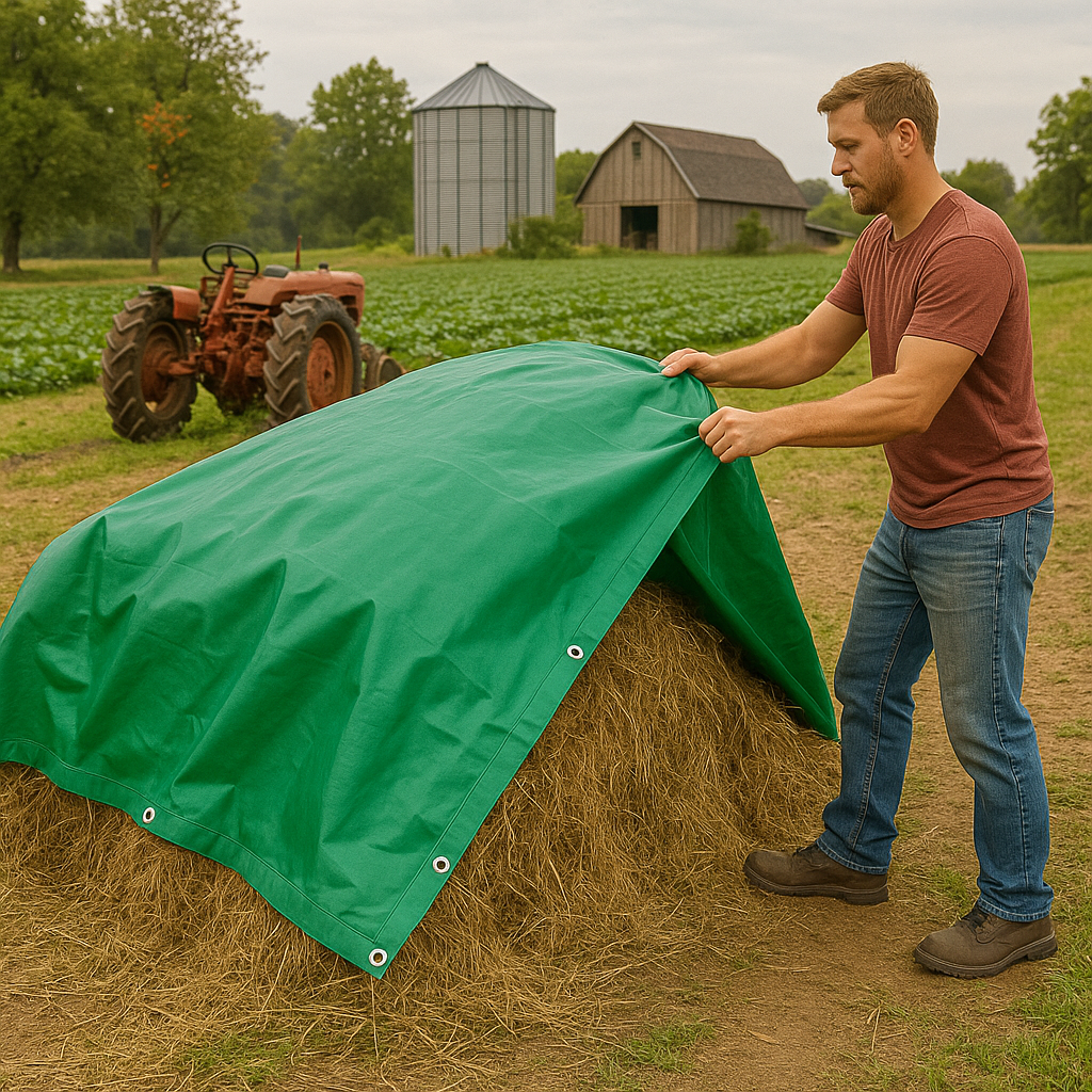 Super Heavy Duty PVC Green Tarpaulin – 570g/m² Ultra Durable Waterproof Tarp for Industrial, Outdoor, and Construction Use