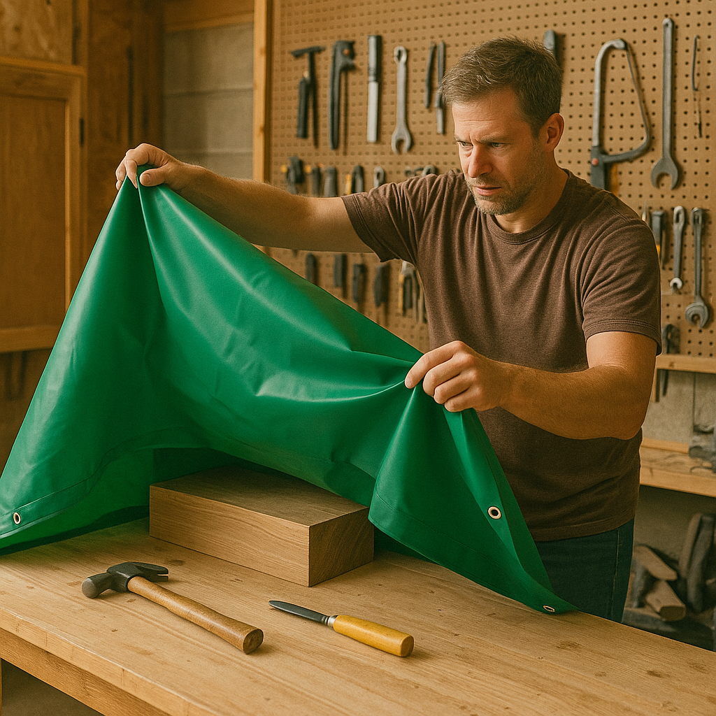 Super Heavy Duty PVC Green Tarpaulin – 570g/m² Ultra Durable Waterproof Tarp for Industrial, Outdoor, and Construction Use
