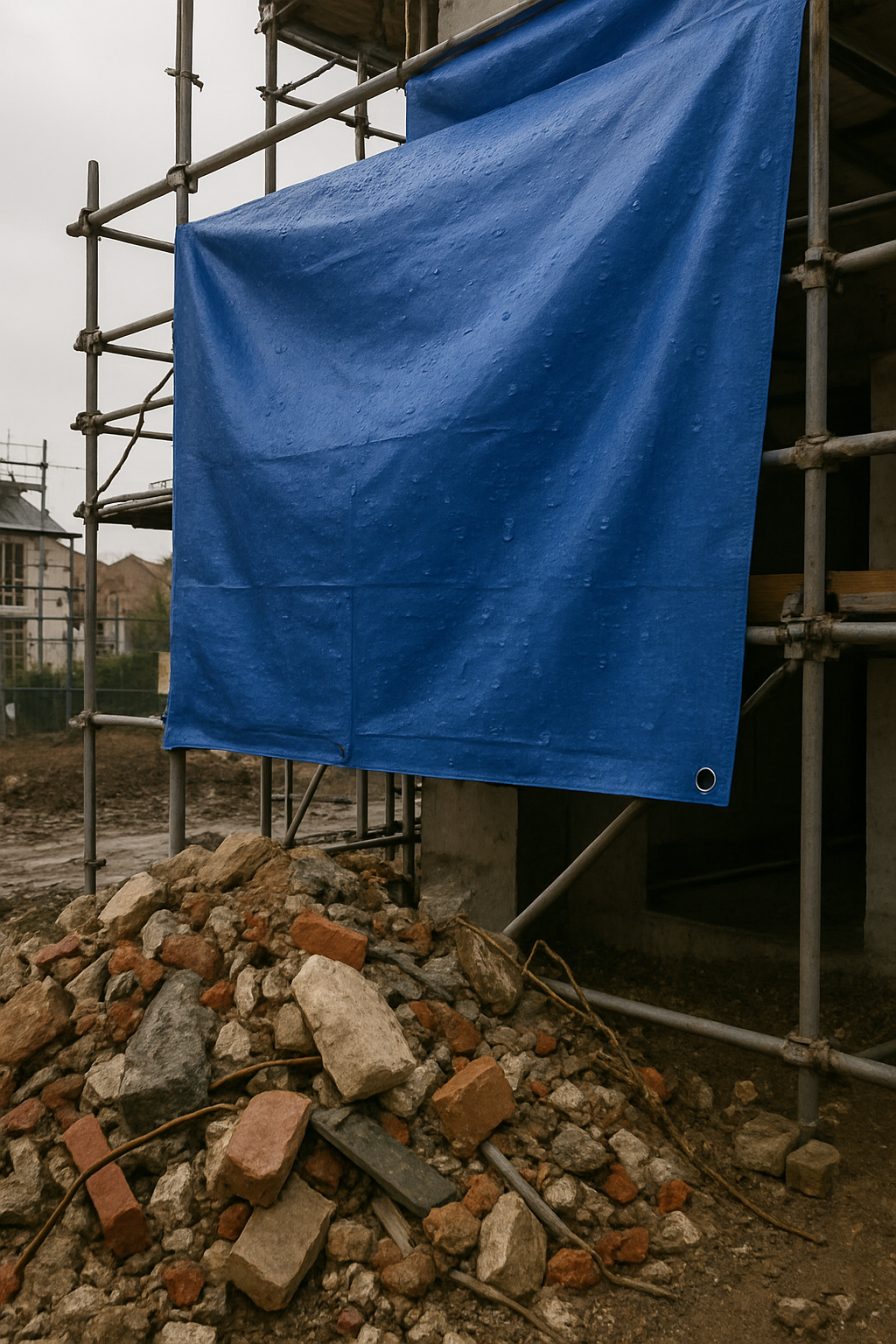 200gsm heavy duty UV tarpaulin in use – construction grade waterproof cover – Tarpaulins UK
