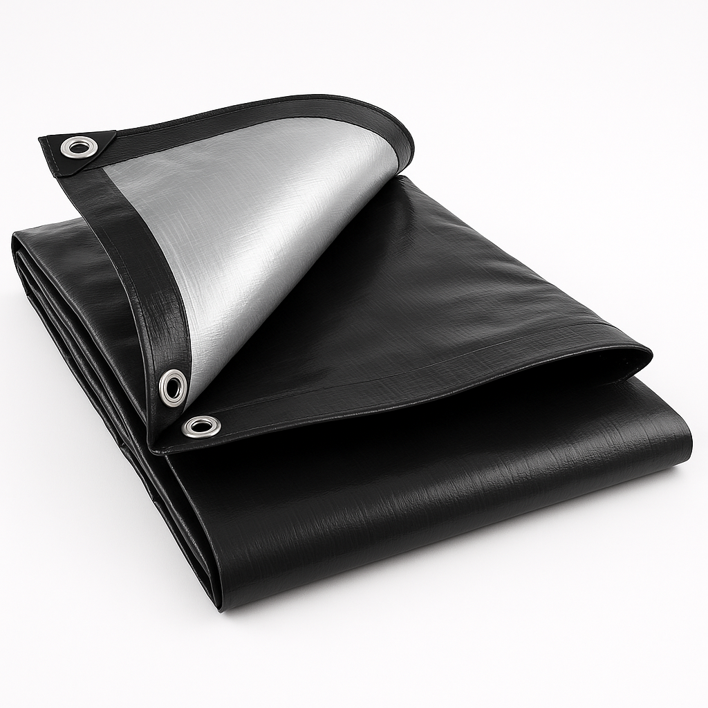 UV Protected Shrinkproof Black and Silver Heavy Duty Tarpaulin – 270gsm Premium Weatherproof Cover