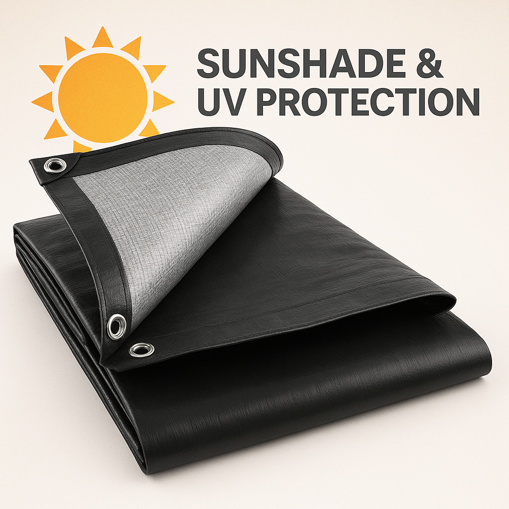 UV Protected Shrinkproof Black and Silver Heavy Duty Tarpaulin – 270gsm Premium Weatherproof Cover