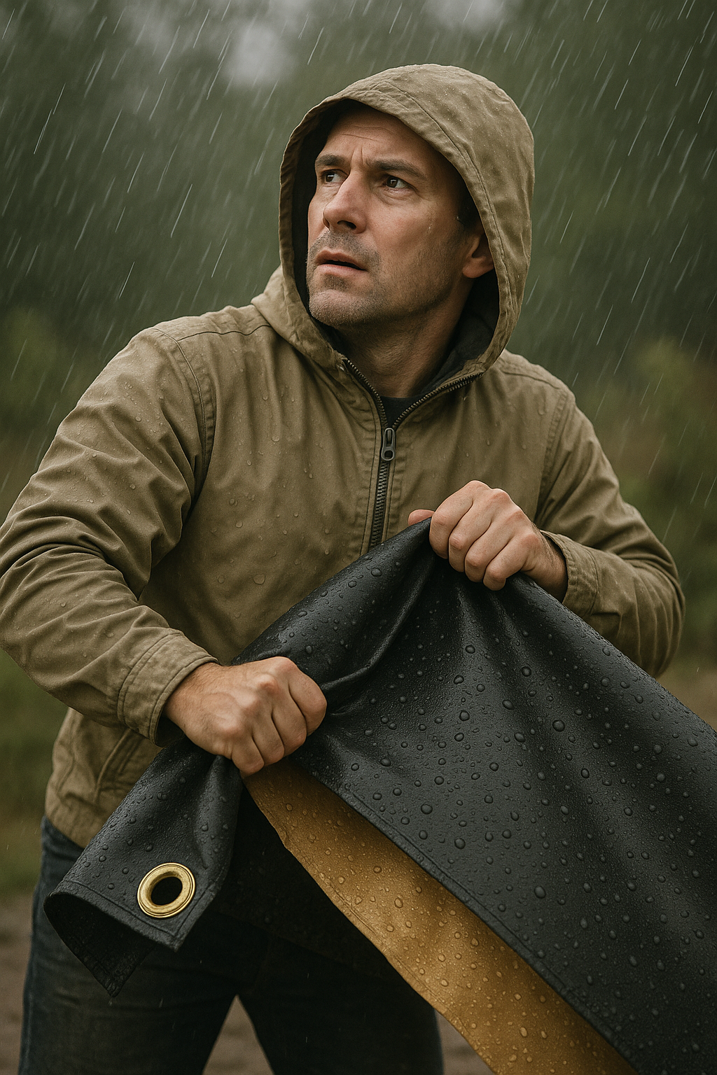 270GSM Extra Heavy Duty Tarpaulin Waterproof Ground Sheet Cover - Black & Gold Premium Protection