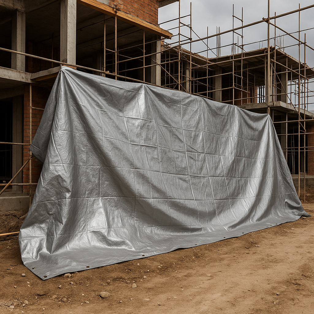 Heavy-Duty Silver Waterproof Tarpaulin 140 GSM – Reinforced Multi-Purpose Cover for Construction, Garden, and Camping | UV-Stabilised, Rotproof, Recyclable Protective Sheet