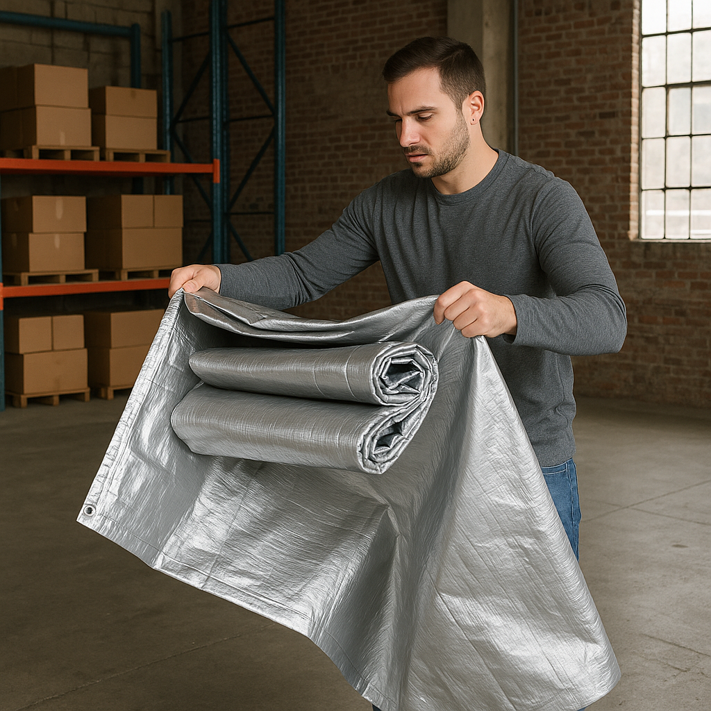 Medium Duty Waterproof Tarpaulin 140gsm – Silver Tarp Sheet for House Protection and Outdoor Camping