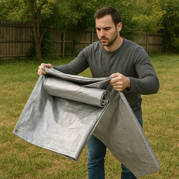 Medium Duty Waterproof Tarpaulin 140gsm – Silver Tarp Sheet for House Protection and Outdoor Camping