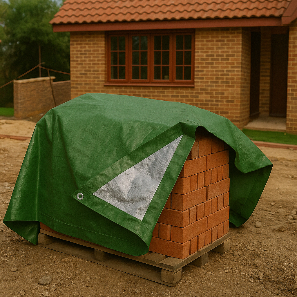 140gsm tarp covering firewood stack in garden – weatherproof ground sheet – Tarpaulins UK