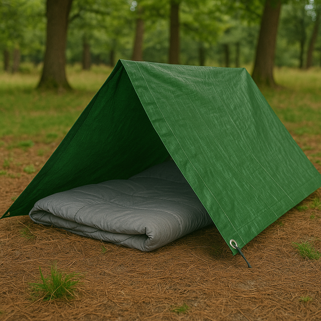 140gsm green tarpaulin size chart showing 2m to 13m options – Tarpaulins UK