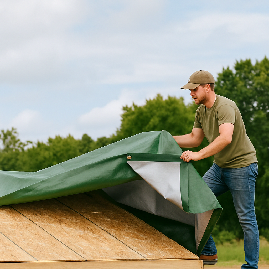 Heavy-Duty 200GSM Green & Silver Tarpaulin Waterproof, UV-Resistant For Home & Industrial Use