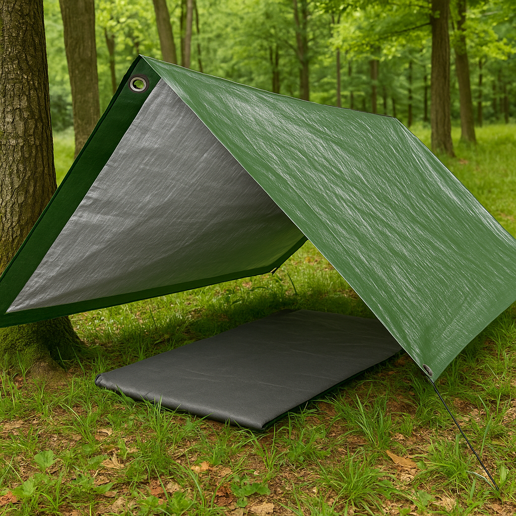 Heavy-Duty 200GSM Green & Silver Tarpaulin Waterproof, UV-Resistant For Home & Industrial Use