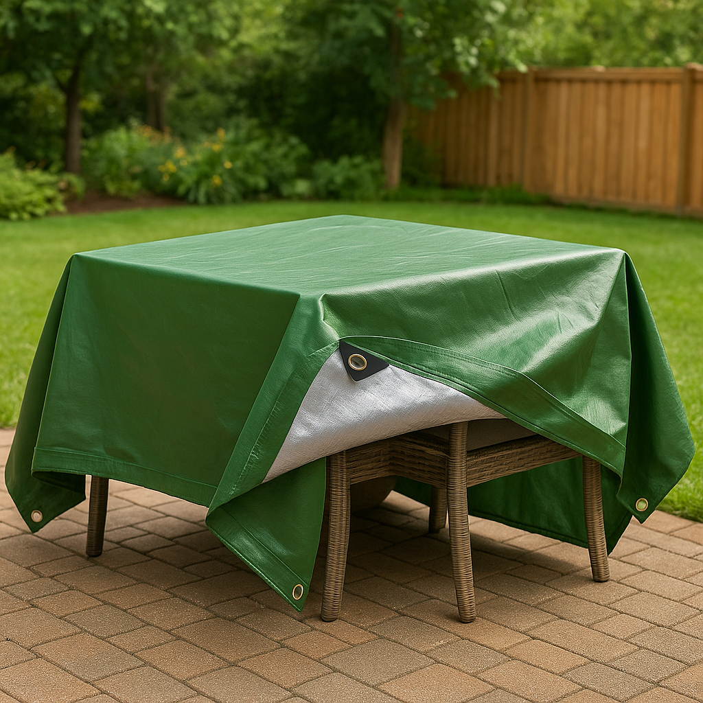 Heavy-Duty 200GSM Green & Silver Tarpaulin Waterproof, UV-Resistant For Home & Industrial Use