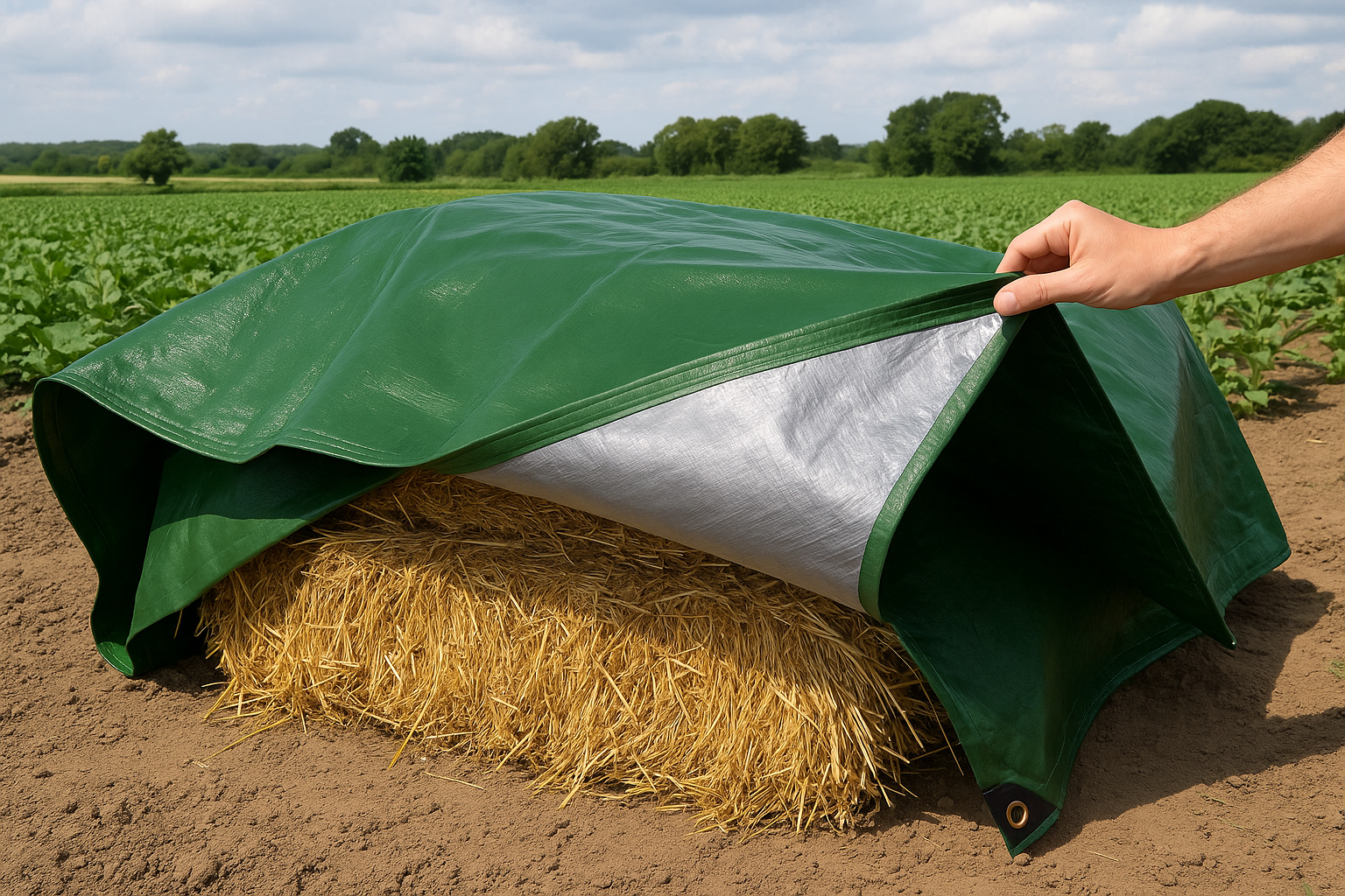 Heavy-Duty 200GSM Green & Silver Tarpaulin Waterproof, UV-Resistant For Home & Industrial Use