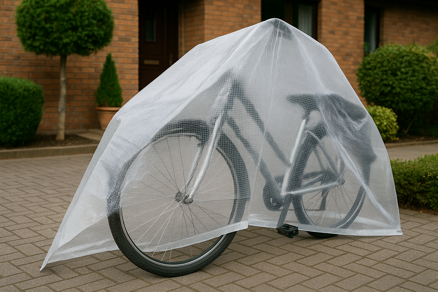 100gsm clear mono tarp on construction scaffolding – transparent weatherproof sheet – Tarpaulins UK