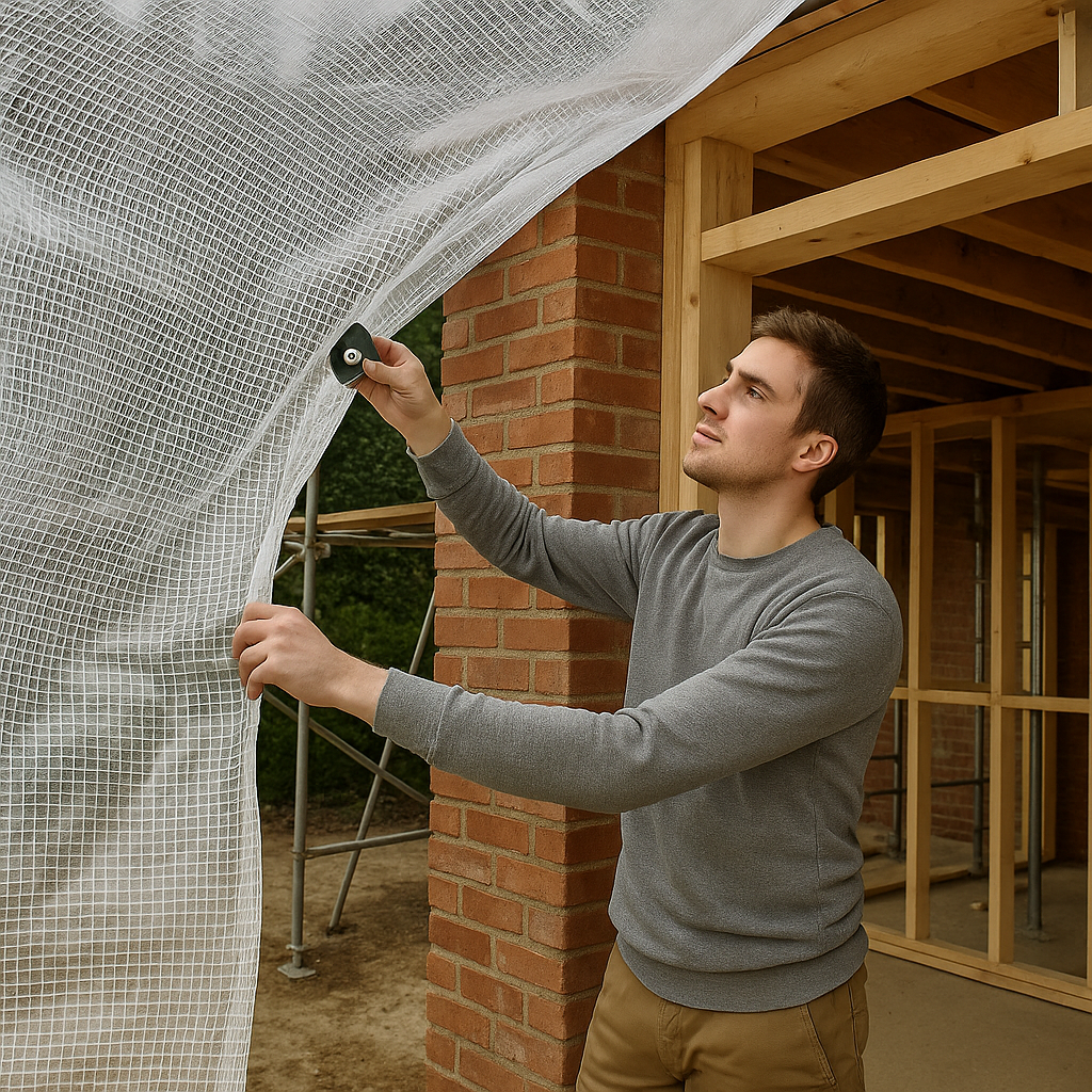 100gsm clear tarp corner eyelet detail – mould-resistant polythene cover – Tarpaulins UK