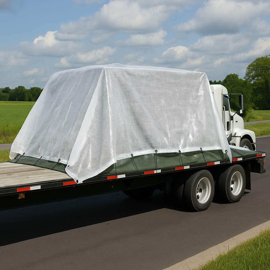 100gsm clear tarpaulin rolled showing thickness – lightweight mono cover sheet – Tarpaulins UK