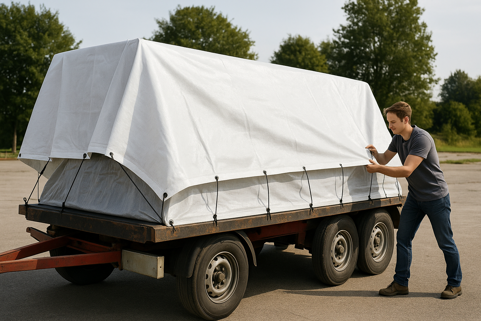 90gsm white tarp folded – lightweight waterproof polypropylene cover – Tarpaulins UK