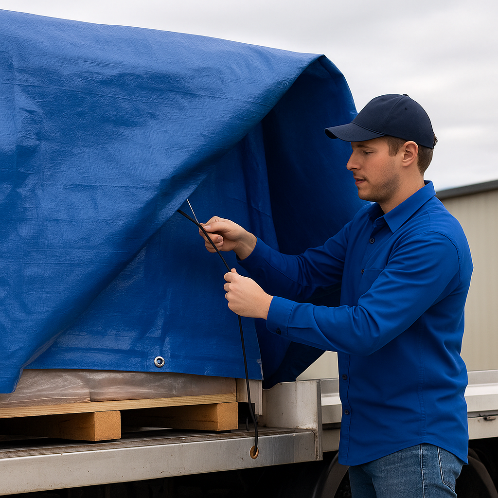 Heavy Duty Blue Waterproof Tarpaulin 100gsm – Reinforced Multi-Purpose Cover Sheet with Metal Eyelets for Outdoor Protection