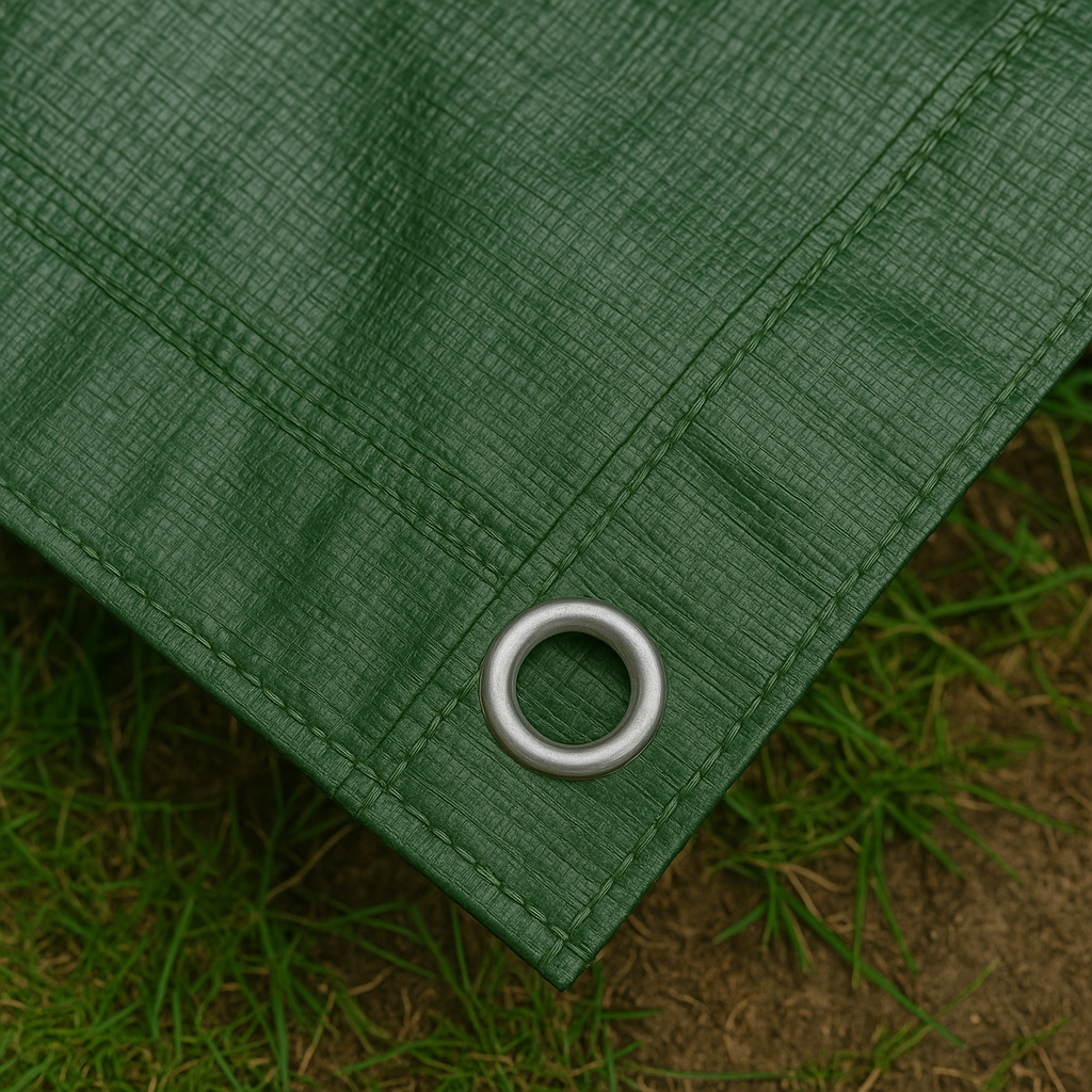 Heavy Duty 250gsm Green/Brown Tarpaulin Sheet – Professional Waterproof, UV-Protected, Rotproof Cover with Reinforced Corners