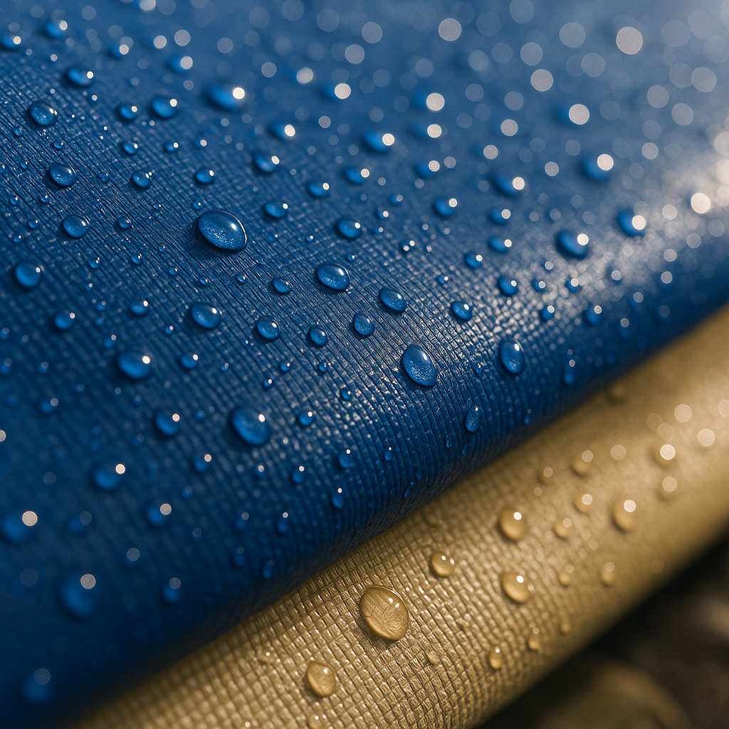350gsm blue beige tarp on construction site – super heavy duty waterproof sheet – Tarpaulins UK