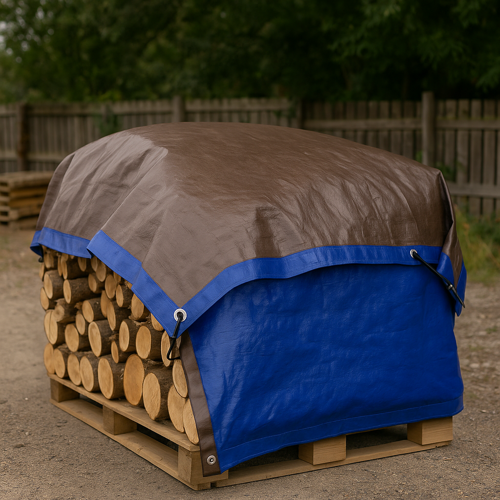 185gsm brown blue tarpaulin size guide 2m to 12m – UV resistant waterproof sheet – Tarpaulins UK