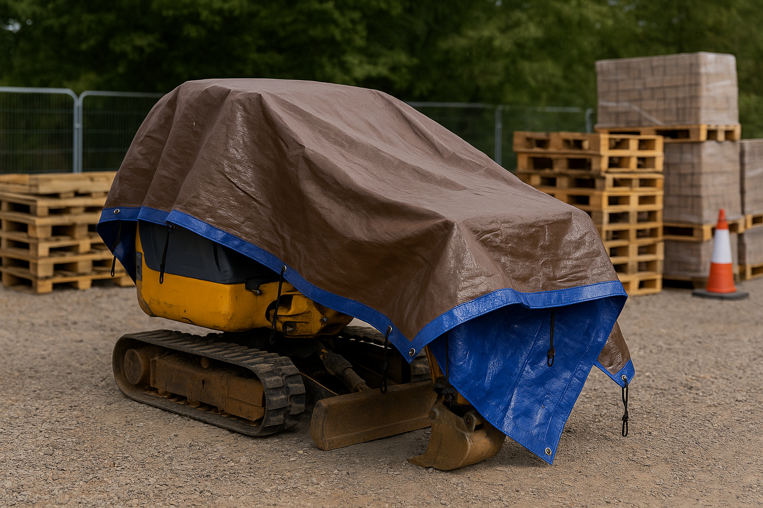 185gsm brown blue tarp folded showing both sides – UV protected heavy duty sheet – Tarpaulins UK