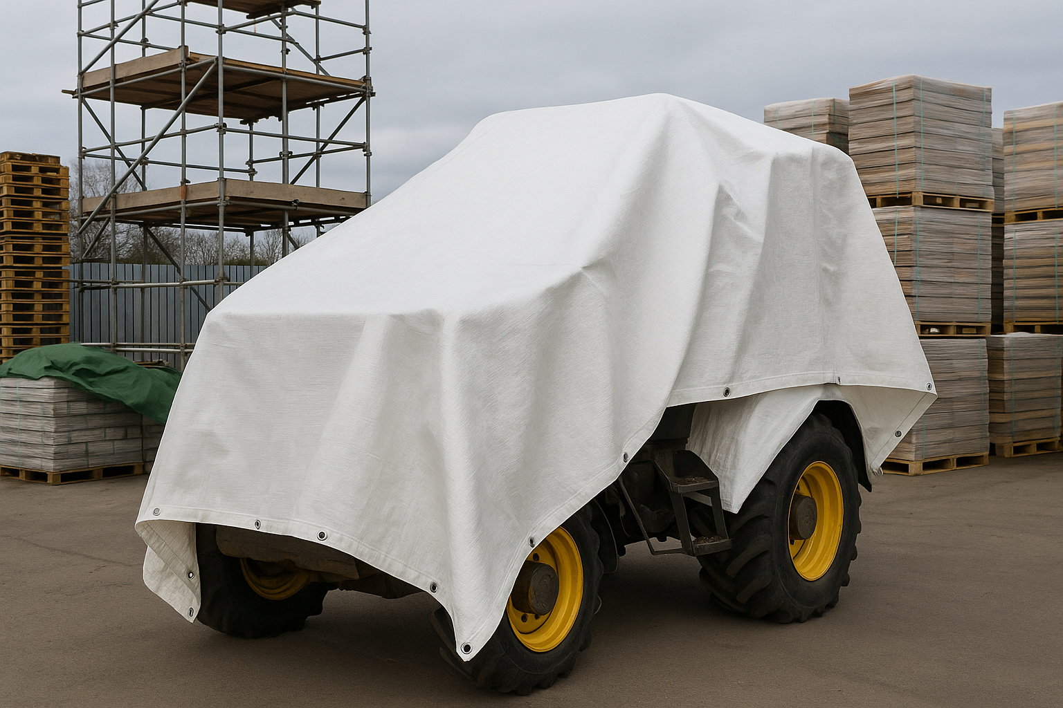 Heavy Duty Reinforced White Waterproof Tarpaulin – UV-Stable All-Weather Cover (105 GSM) | Heavy-Duty Poly Sheet with Metal Eyelets & Reinforced Corners – Industrial, Garden & Construction Use