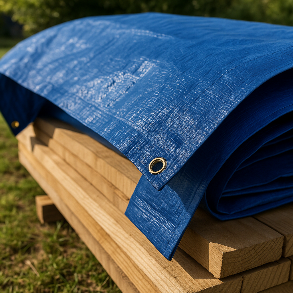 Heavy Duty Blue Waterproof Tarpaulin 100gsm – Reinforced Multi-Purpose Cover Sheet with Metal Eyelets for Outdoor Protection