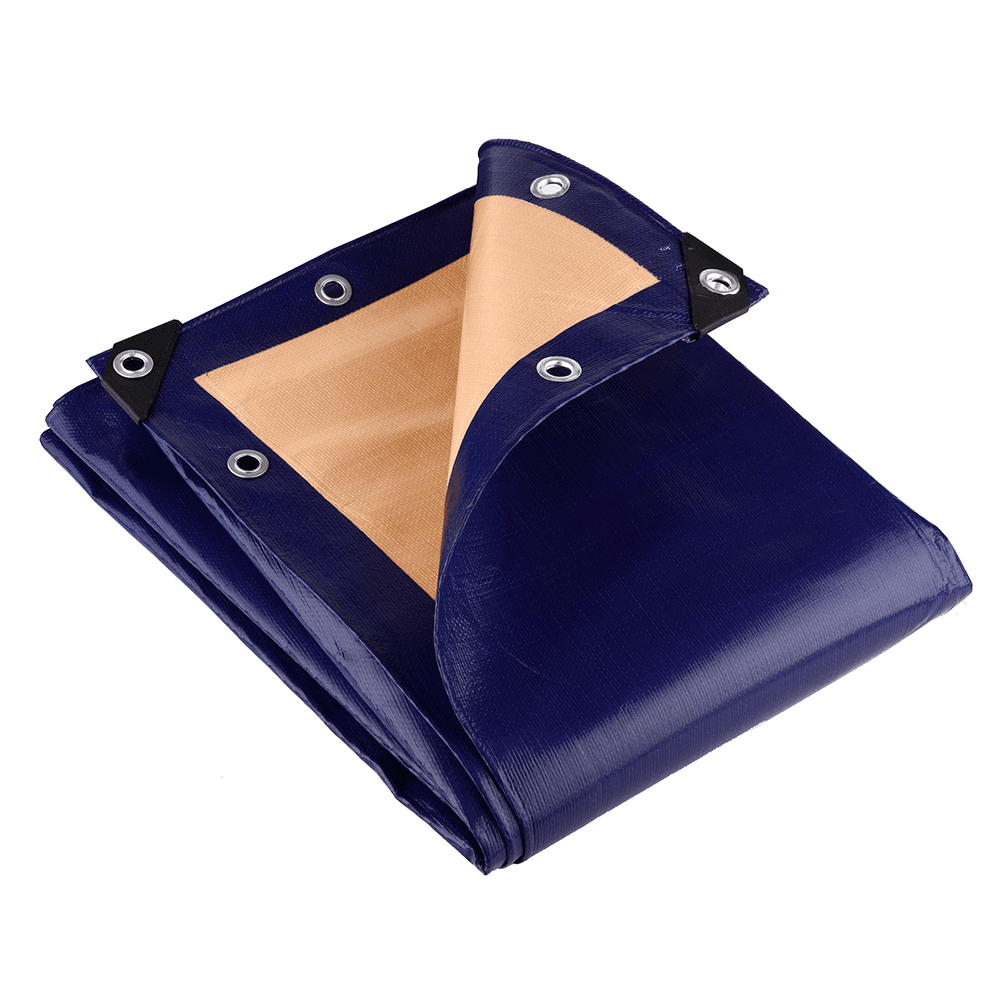 350gsm Super Heavy Duty Blue & Beige Tarpaulin Sheet – Waterproof, UV Protected, Reinforced Eyelets, Industrial Outdoor Cover