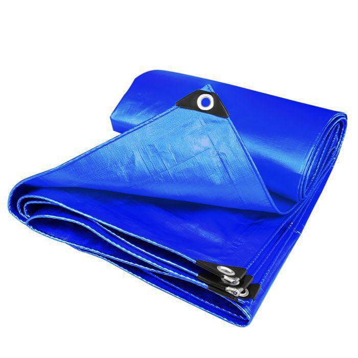 190gsm blue tarpaulin folded showing thickness – waterproof outdoor cover UK – Tarpaulins UK