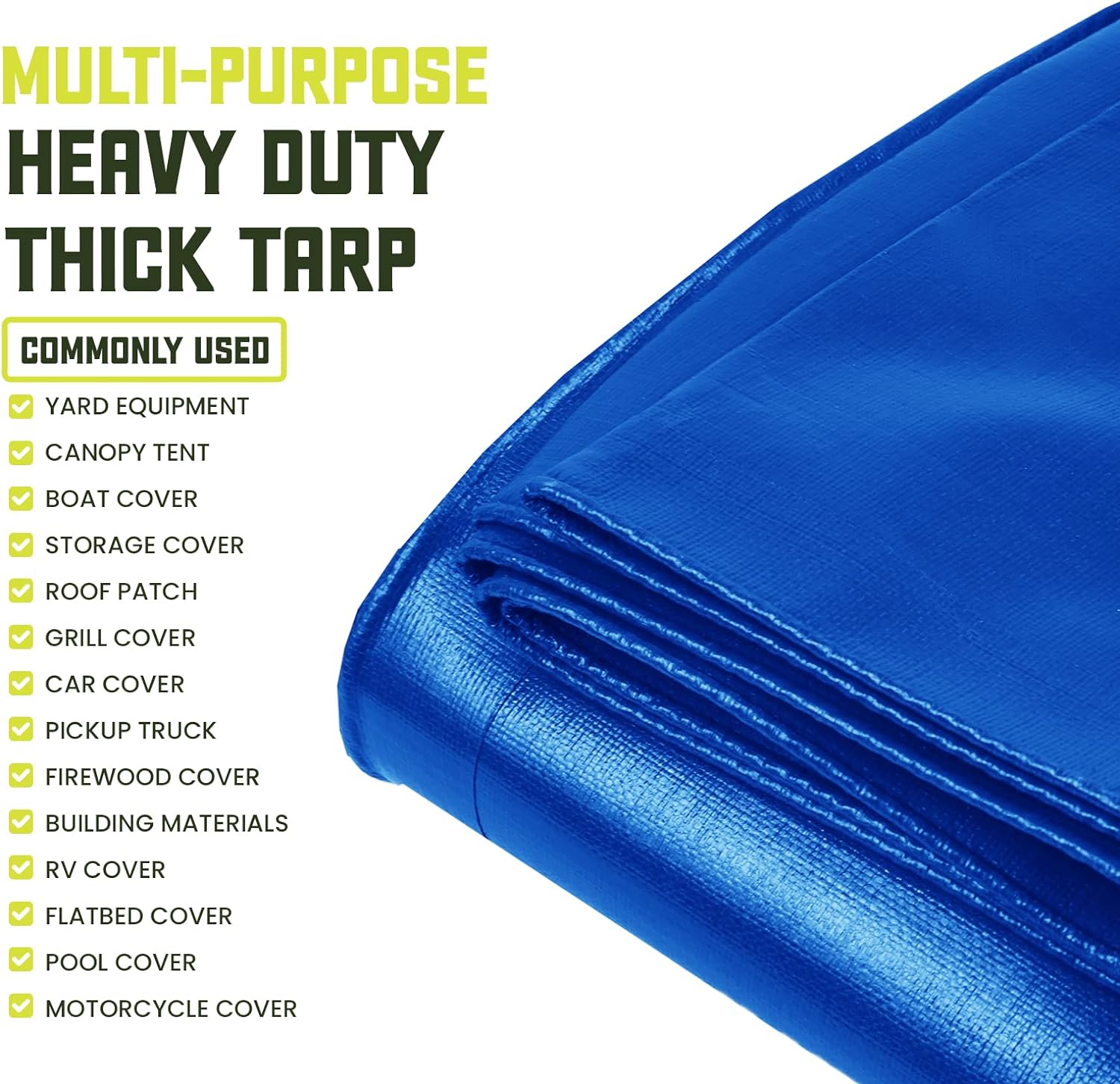 Waterproof UV Resistant Polyethylene Blue Tarpaulin - 190gsm Heavy Duty Cover for Outdoor and Industrial Use