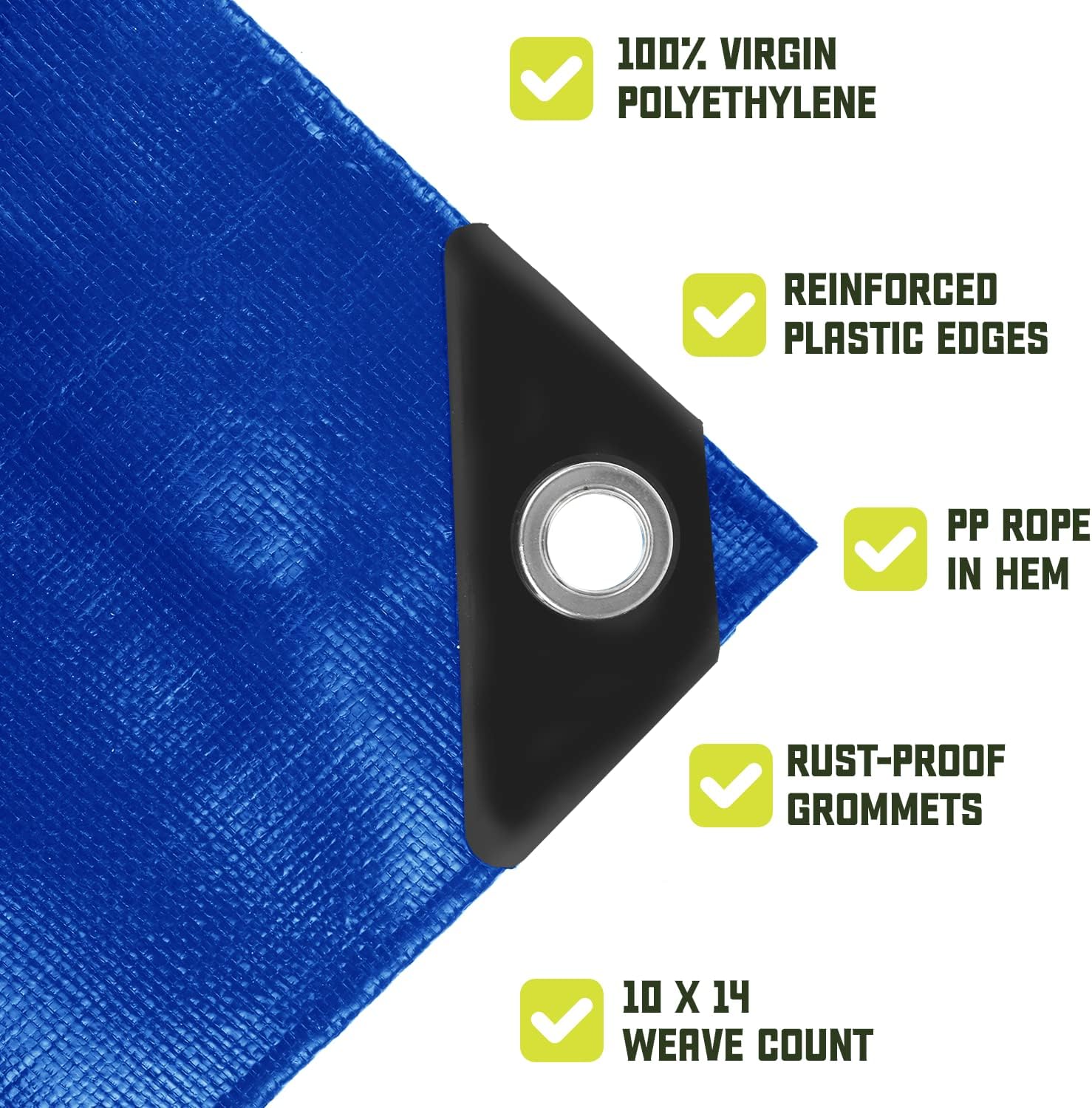 Waterproof UV Resistant Polyethylene Blue Tarpaulin - 190gsm Heavy Duty Cover for Outdoor and Industrial Use