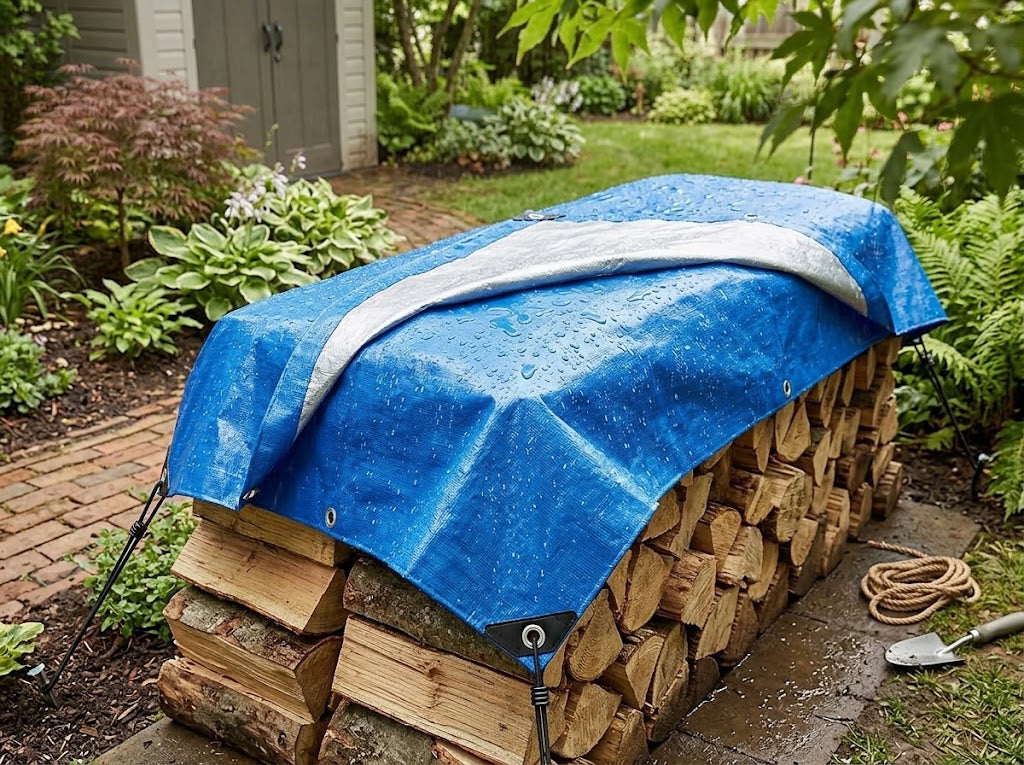 Heavy Duty Waterproof Tarpaulin 110GSM – Blue/Silver UV & Tear Resistant PE Tarp with Reinforced Eyelets – Outdoor Cover, Garden, Roof & Shelter – Various Sizes