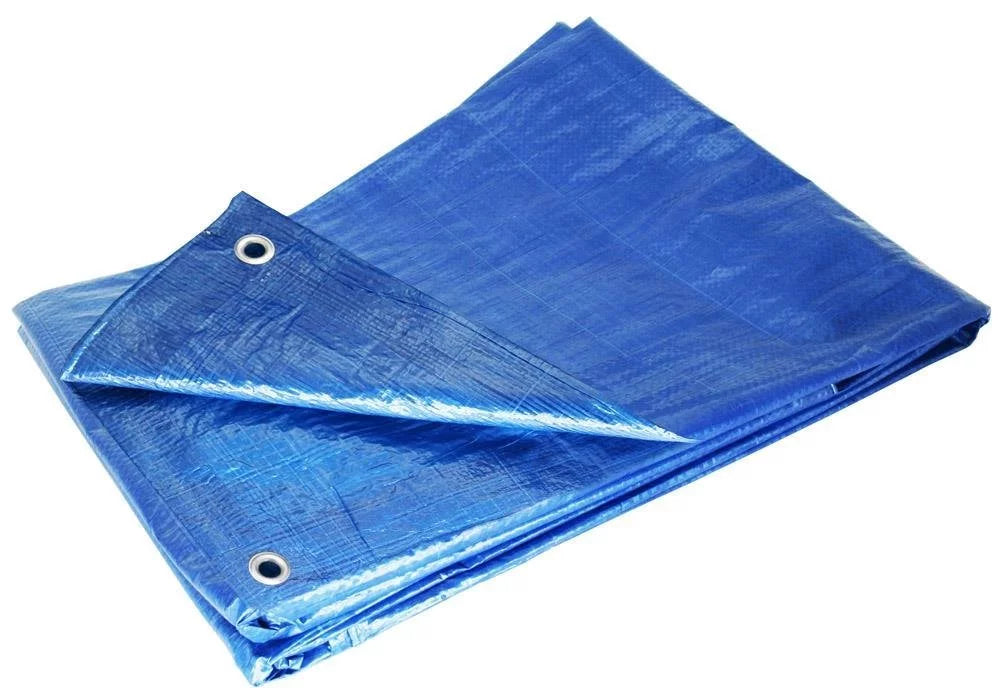 Heavy Duty Blue Waterproof Tarpaulin 100gsm – Reinforced Multi-Purpose Cover Sheet with Metal Eyelets for Outdoor Protection