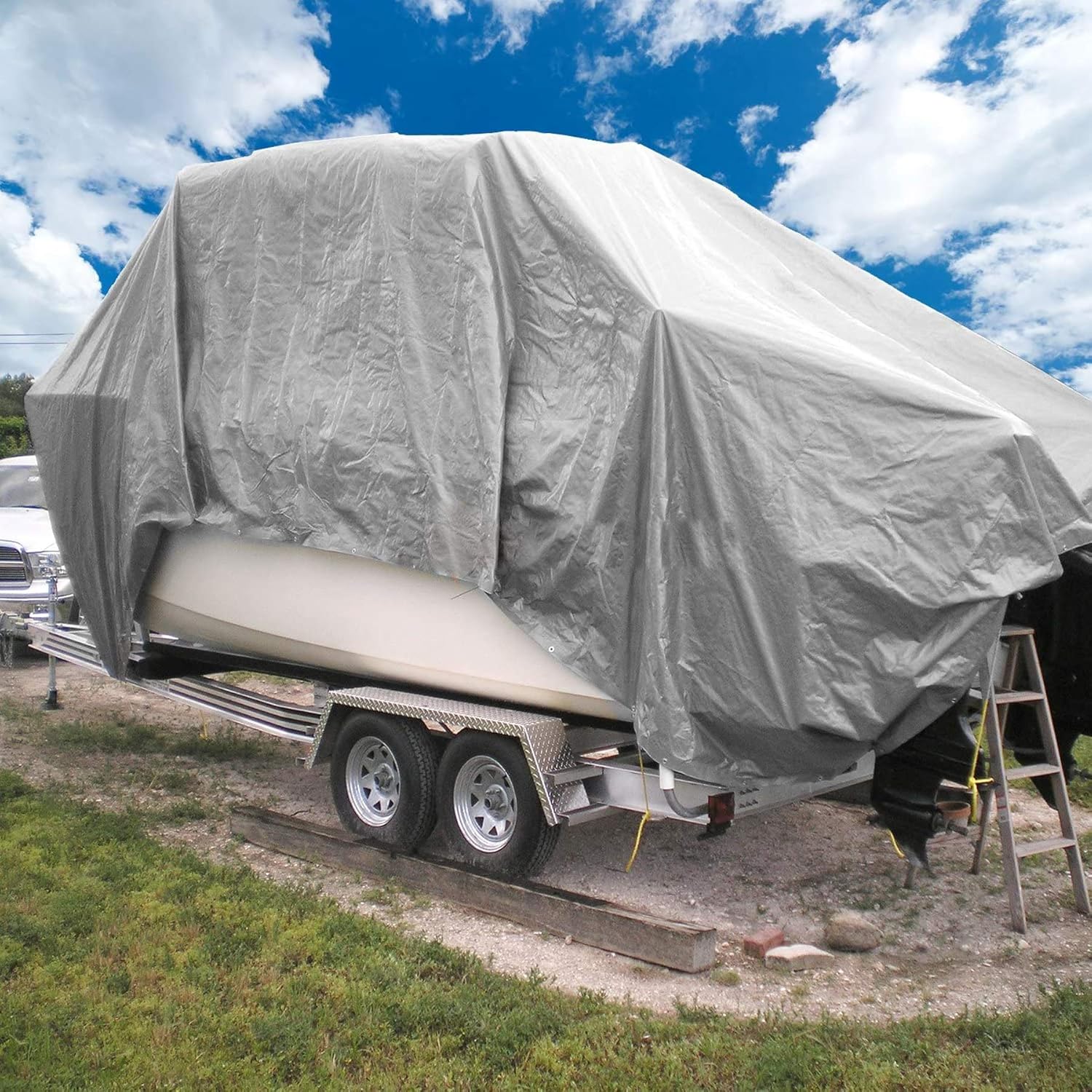 Waterproof & UV-Proof Heavy-Duty Tarpaulin 140GSM Silver Tarp for Cars, Boats & Garden Gear