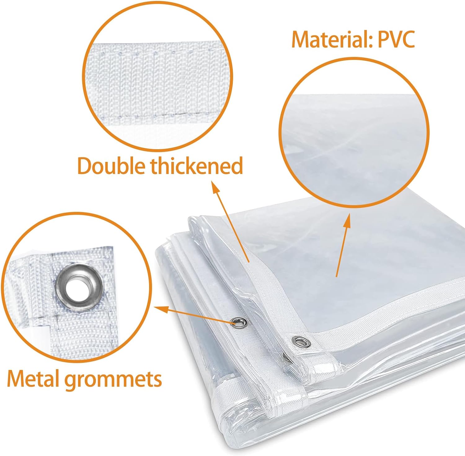 Heavy-Duty Clear Waterproof 310gsm Tarpaulin - UV Resistant Market Stall Tarp for Outdoor Use
