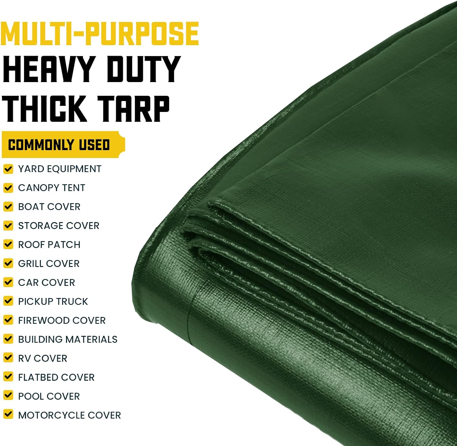 Waterproof Heavy Duty Green/Black Tarpaulin - 265gsm Reinforced Cover for Ultimate Outdoor Protection