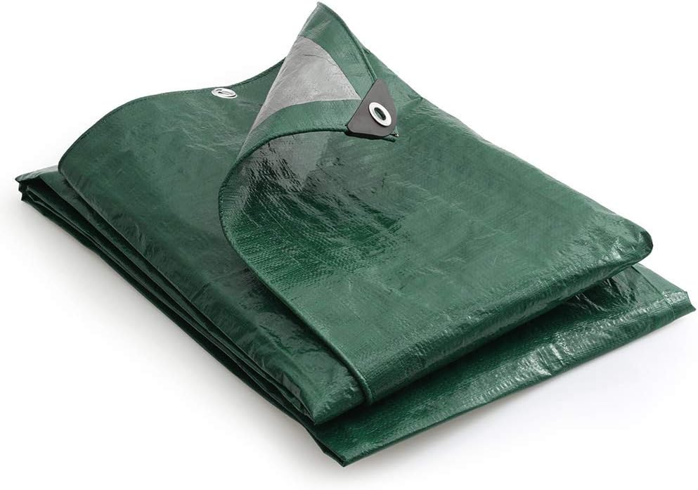 Waterproof Green and Silver Tarpaulin – 140gsm Heavy Duty UV Resistant Cover