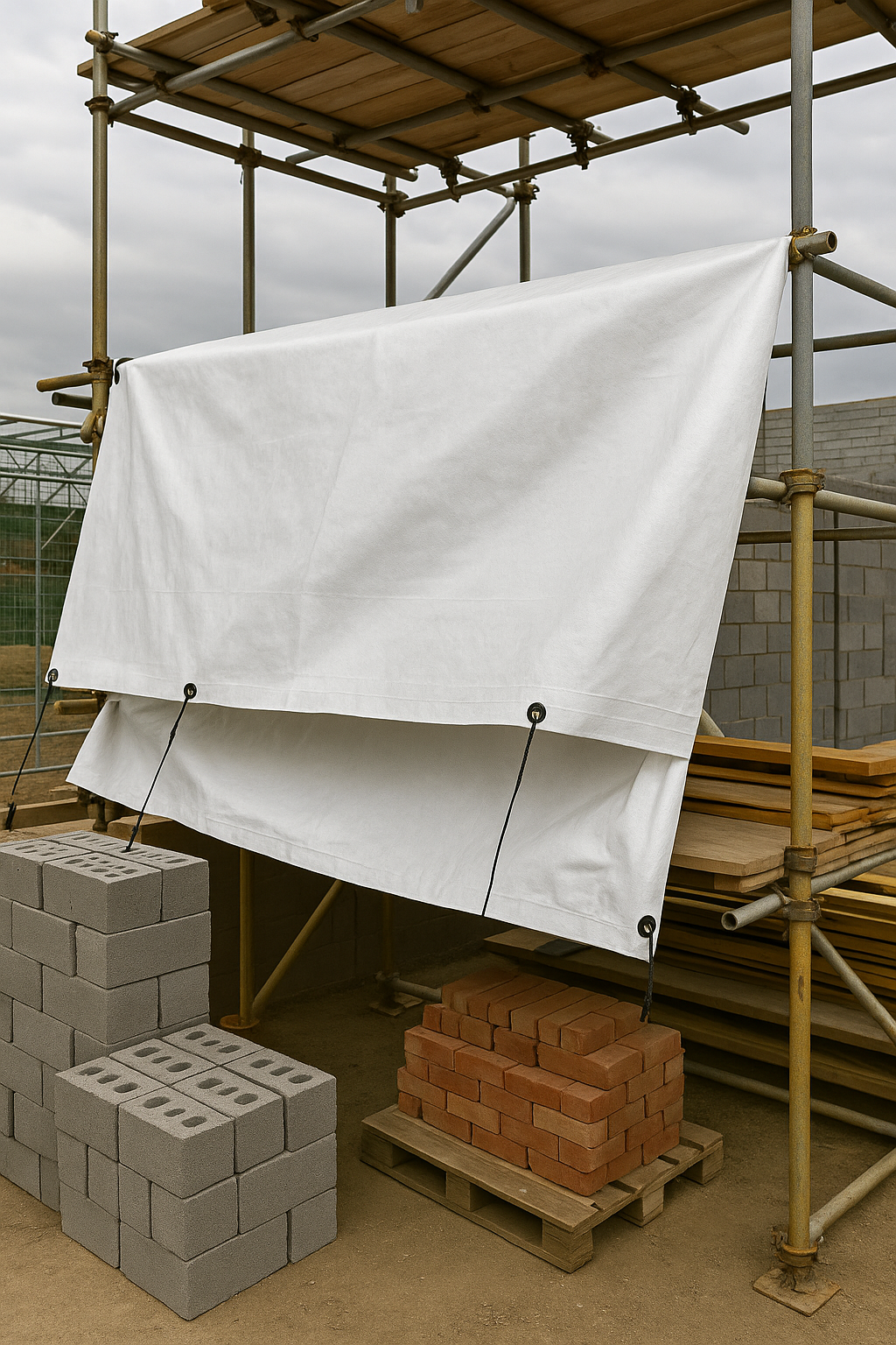 Heavy Duty Reinforced White Waterproof Tarpaulin – UV-Stable All-Weather Cover (105 GSM) | Heavy-Duty Poly Sheet with Metal Eyelets & Reinforced Corners – Industrial, Garden & Construction Use