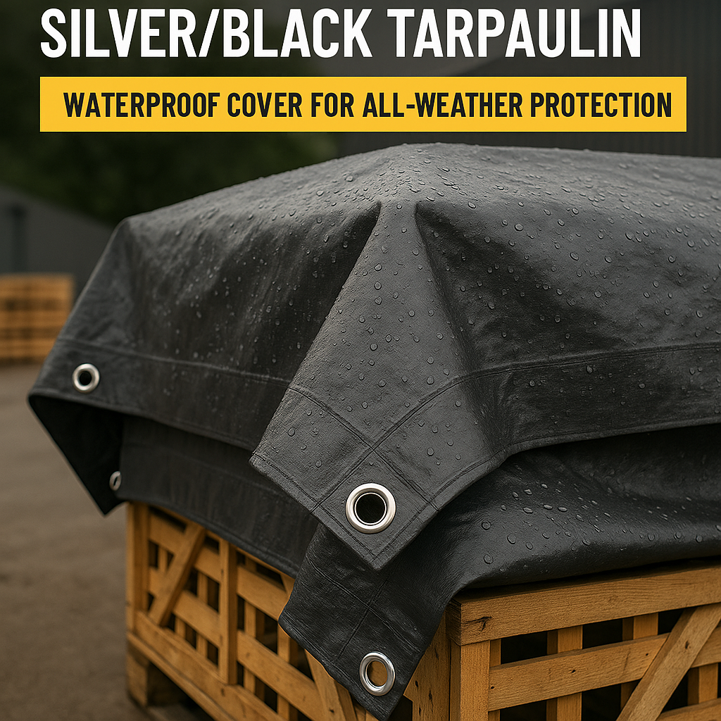 Heavy Duty Silver/Black Tarpaulin 105 GSM – UV Resistant, Reinforced Waterproof Cover for Furniture, Construction, Farm and Vehicle Protection