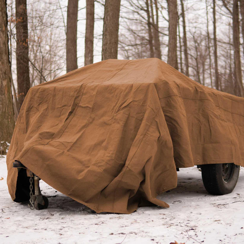 Heavyweight Waxed Canvas Tarp 18oz Eco Alternative to Plastic Industrial-Grade Protection for Outdoor Equipment
